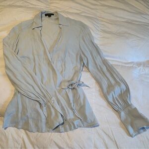 J. Crew Pale Blue Textured Blouse